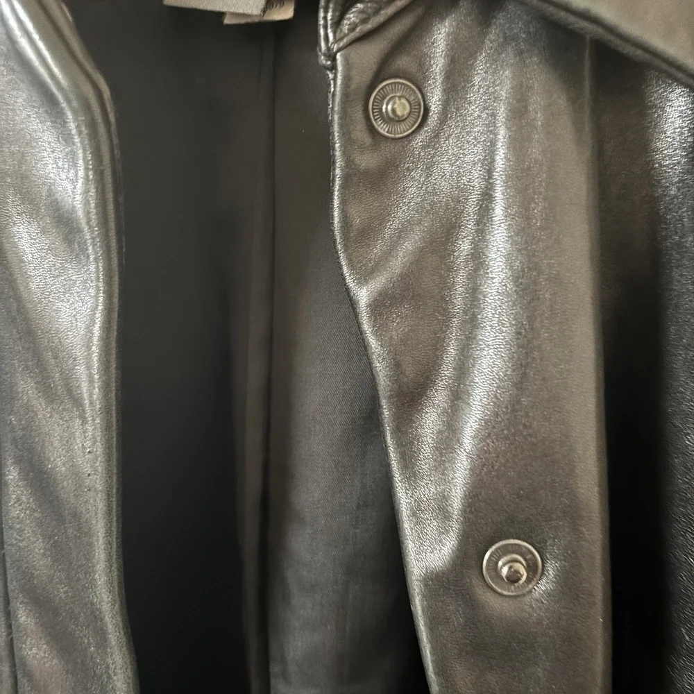 Vintage Y2K Banana Republic Leather‎ Jacket Men SZ Medium Racer Biker Moto Black